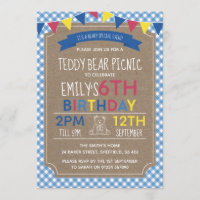 Teddy-Bärn-Picknickgeburtstags-Party Einladung