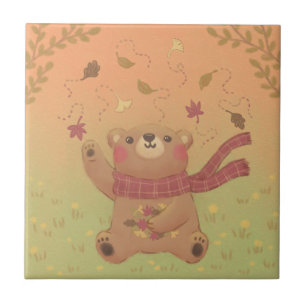Teddy Bärs Herbstlaub Fliese