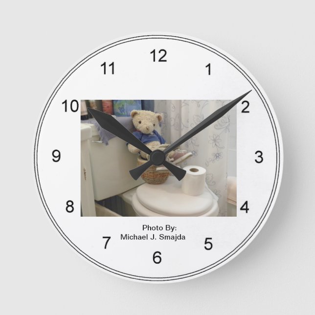Teddy Bathroom Clock Runde Wanduhr (Vorderseite)