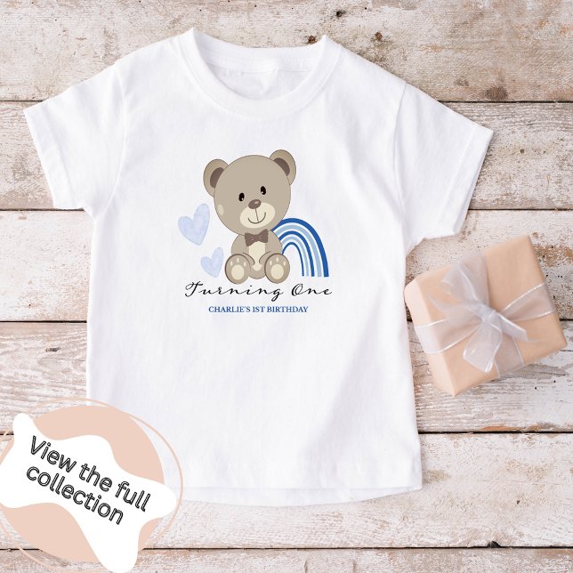 Teddy Bear 1. Geburtstag Blau Kleinkind T-shirt (Von Creator hochgeladen)
