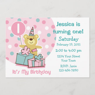 Teddy Bear 1. Geburtstag Einladung