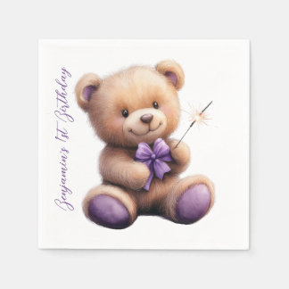 Teddy Bear 1. Geburtstag farbenfrohe Balloons Serviette