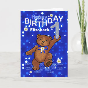 Teddy Bear 1. Geburtstag für Mädchen Karte