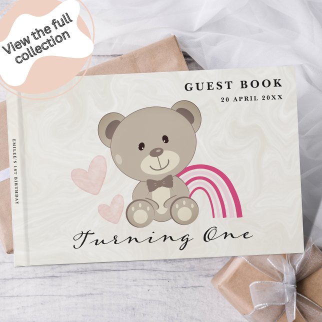 Teddy Bear 1. Geburtstag Pink Gast Book Gästebuch (Von Creator hochgeladen)
