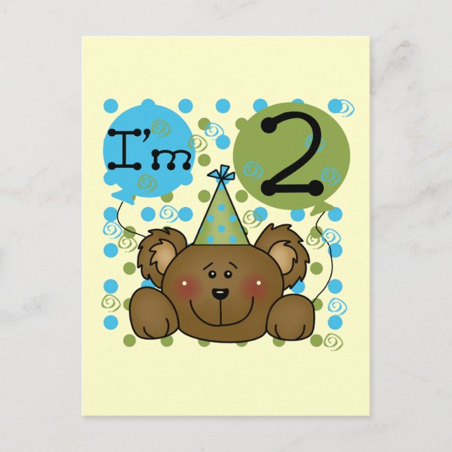 Teddy Bear 2. Geburtstag Tshirts und Geschenke Postkarte (Vorderseite)