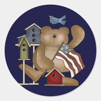 Teddy Bear 4. Juli Runder Aufkleber