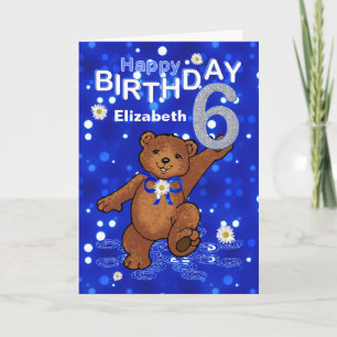 Teddy Bear 6. Geburtstag für Mädchen Karte