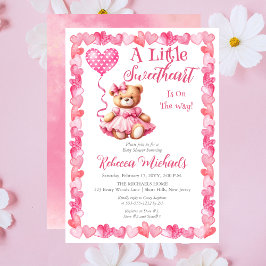 Teddy Bear A Little Sweetheart Girl Baby Shower Einladung