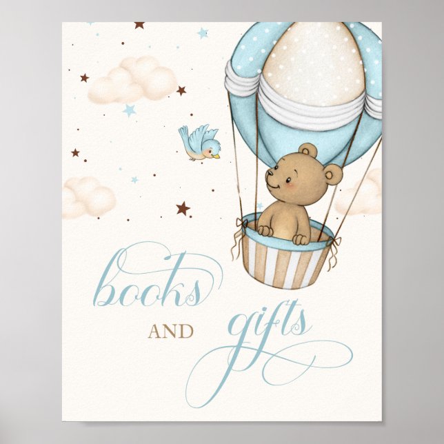 Teddy Bear Air Balloon Baby Showbücher & Geschenke Poster (Vorne)