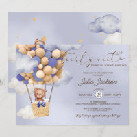 Teddy Bear Air Balloon Blue Cloud Boy Baby Showroo