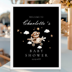 Teddy Bear & Airplane Begrüßungsdusche Poster