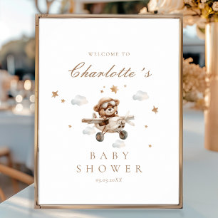 Teddy Bear & Airplane Begrüßungsdusche Poster