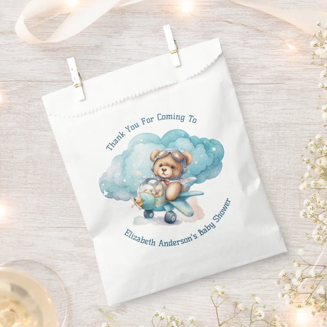 Teddy Bear Airplane Boy Baby Dusche Geschenktütchen (Ausgeschnitten)
