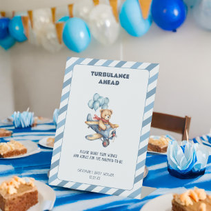 Teddy Bear Airplane Boy Baby Showbook Sockelschild
