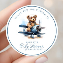 Teddy Bear Airplane Watercolor Baby Vielen Dank