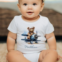 Teddy Bear Airplane Watercolor Babydusche Geschenk