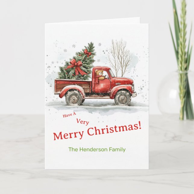 Teddy Bear Alter roter LKW Weihnachten (Vorderseite)