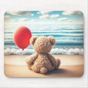 Teddy Bear am Strand mit Ballon Mousepad