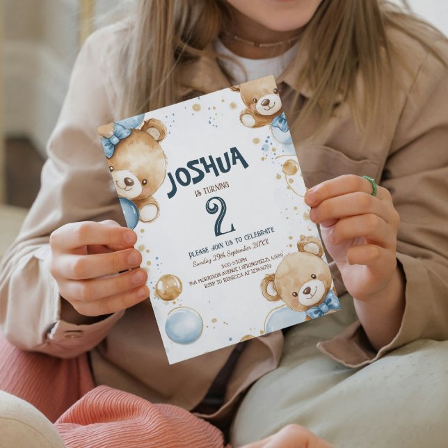 Teddy Bear and Balloons Kindergeburtstag Party Einladung (Von Creator hochgeladen)