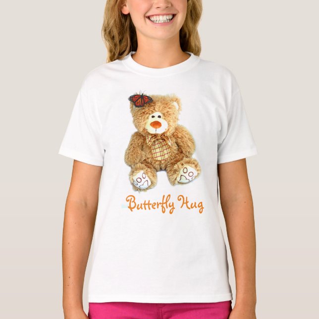 Teddy Bear and Butterfly T for Girls T-Shirt (Vorderseite)