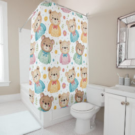 Teddy bear and flowers duschvorhang