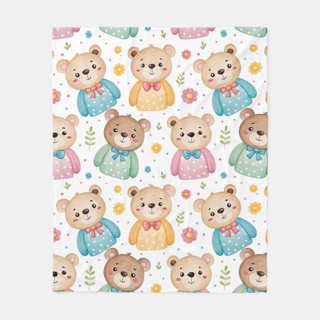 Teddy bear and flowers fleecedecke (Vorderseite)