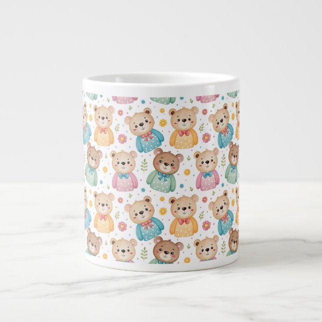 Teddy bear and flowers Jumbo-Tasse (Vorderseite)