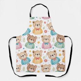 Teddy bear and flowers schürze