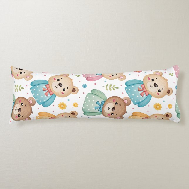 Teddy bear and flowers seitenschläferkissen (Vorderseite)