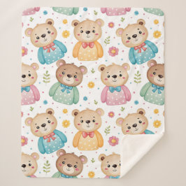 Teddy bear and flowers sherpadecke