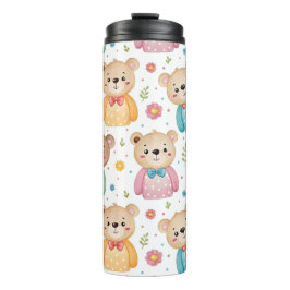 Teddy bear and flowers thermosbecher