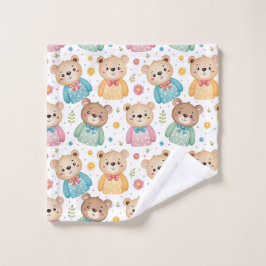 Teddy bear and flowers waschlappen