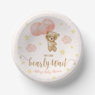 Teddy Bear and Pink Balloons Babydusche Pappteller