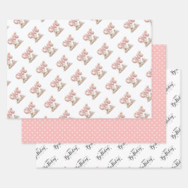 Teddy Bear and Polka Dot Happy Birthday  Geschenkpapier Set