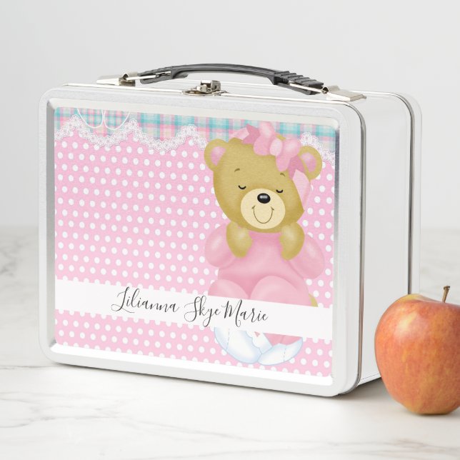 Teddy Bear and Polka Dots Metall Lunch Box (Beispiel)