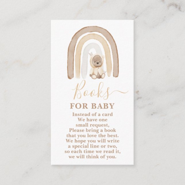 Teddy Bear and Rainbow Books for Baby Boy Card Begleitkarte (Vorderseite)