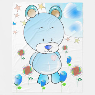 Teddy Bear and Stars Fleecedecke