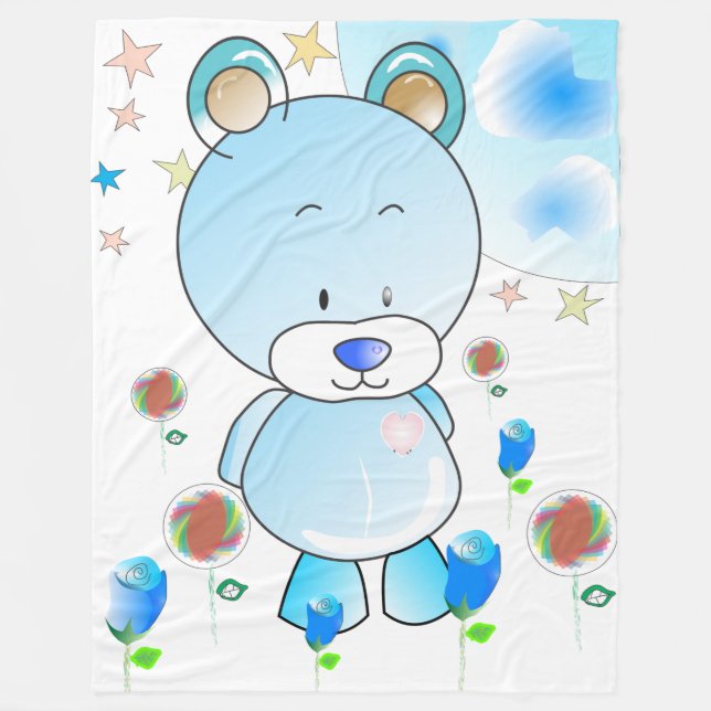 Teddy Bear and Stars Fleecedecke (Vorderseite)