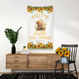Teddy Bear and Sunflowers Baby Dusche Banner