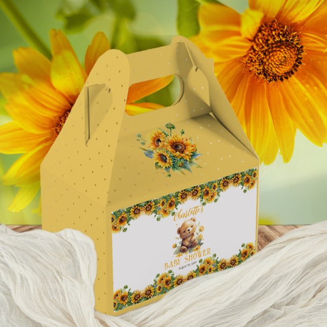 Teddy Bear and Sunflowers Baby Dusche Geschenkschachtel (Von Creator hochgeladen)