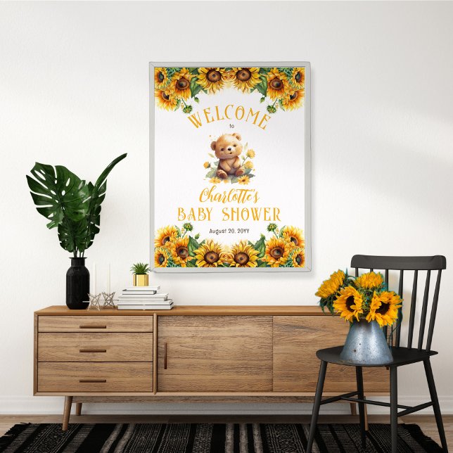 Teddy Bear and Sunflowers Baby Dusche Poster (Von Creator hochgeladen)
