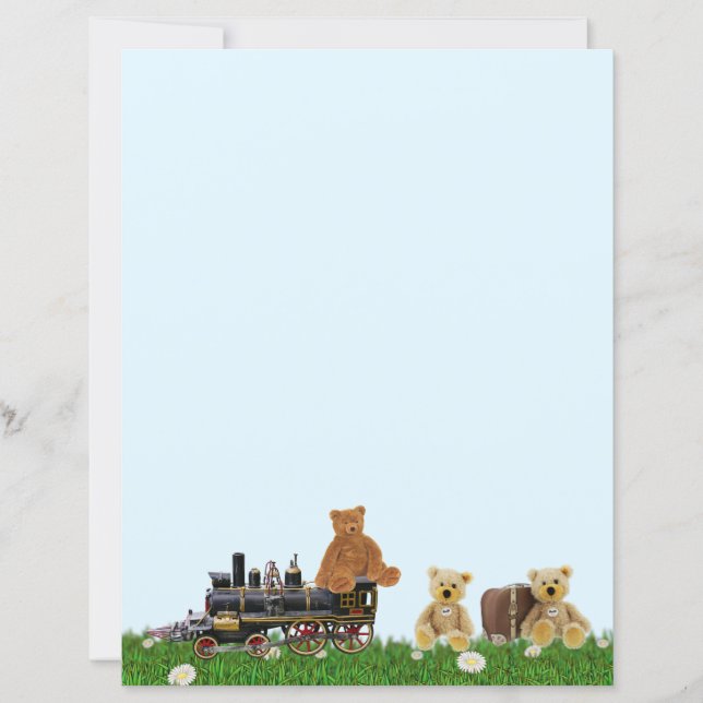 Teddy Bear and Train Stationery (Vorderseite)