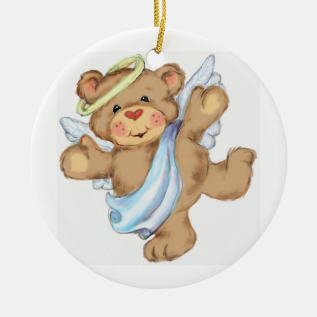 Teddy Bear Angel Keramik Ornament (Vorne)