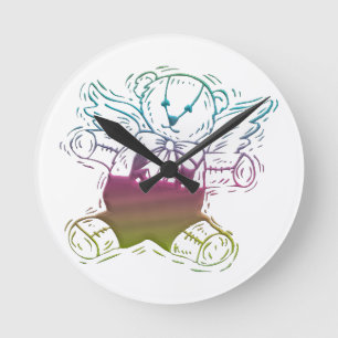 Teddy-Bear Angel Runde Wanduhr