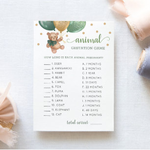 Teddy Bear Animal Gestation Game Baby Showcard Einladung