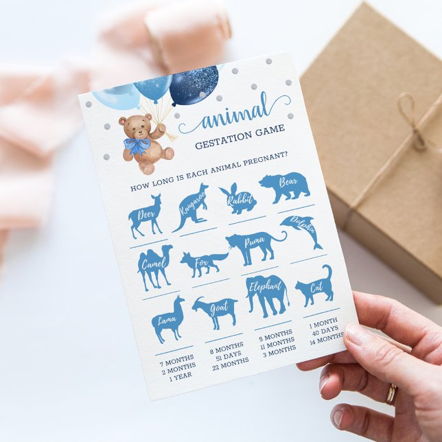 Teddy Bear Animal Gestation Game Baby Showcard Einladung (Von Creator hochgeladen)