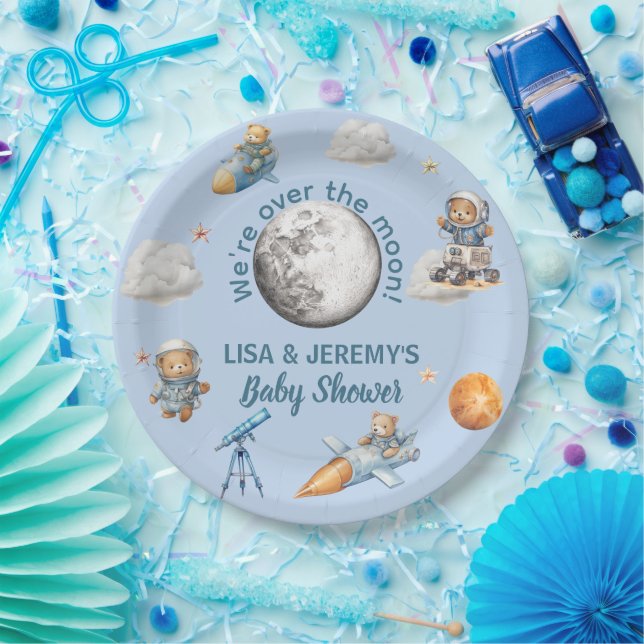  Teddy Bear Astronauts in Space Baby Shower Pappteller (Party)