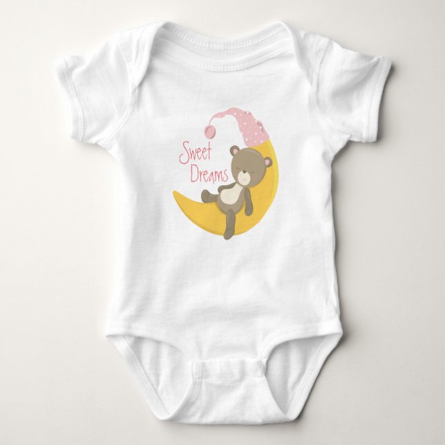 Teddy Bear auf Crescent Moon Baby Strampler (Vorderseite)