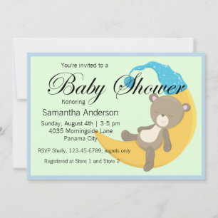 Teddy Bear auf Crescent Moon Babydusche Einladung