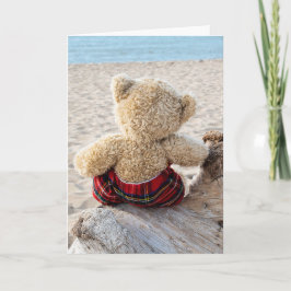 Teddy Bear auf Driftwood Denken Sie an Sie Karte